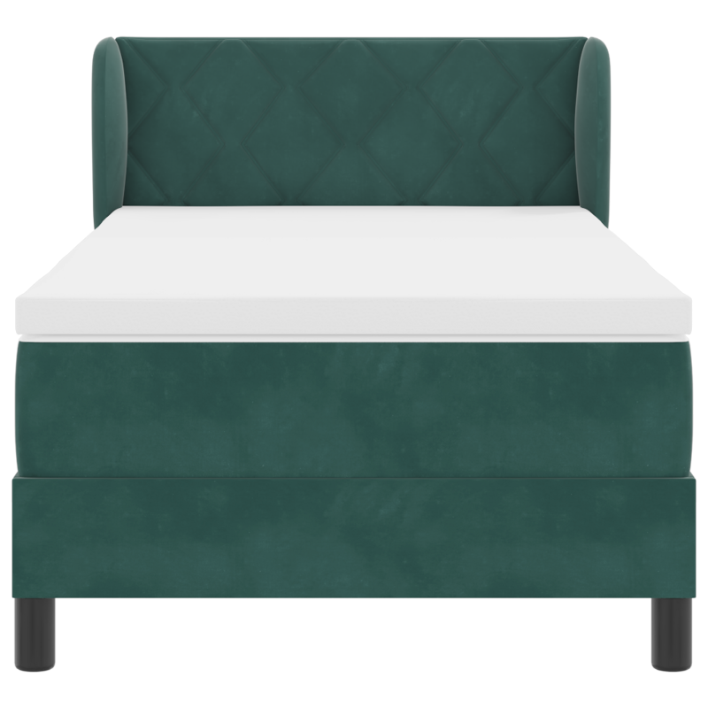 Boxspringbett mit Matratze Dunkelgrün 90x190 cm Samt