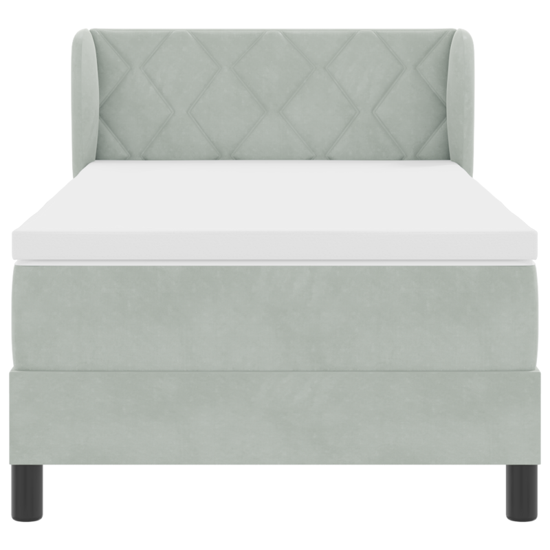 Boxspringbett mit Matratze Hellgrau 90x200 cm Samt