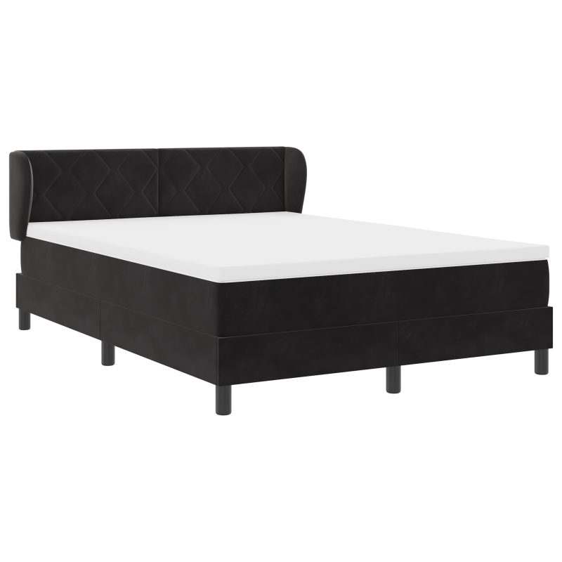 Boxspringbett mit Matratze Schwarz 140x190 cm Samt