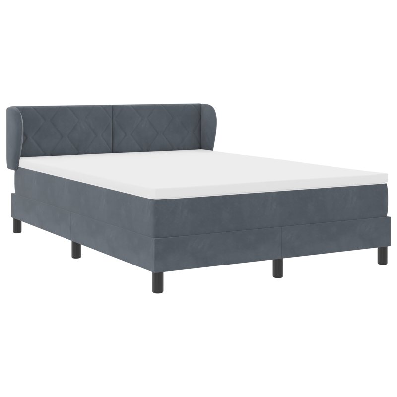 Boxspringbett mit Matratze in Dunkelgrau, 160x200 cm, aus Samt
