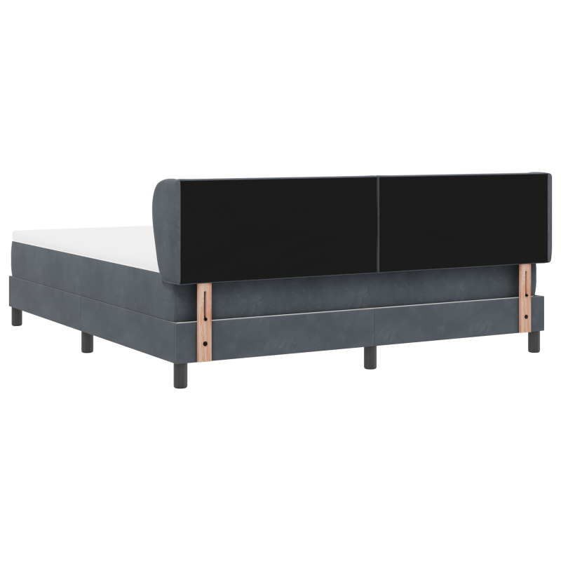 Boxspringbett mit Matratze in Dunkelgrau, 180x200 cm, aus Samt