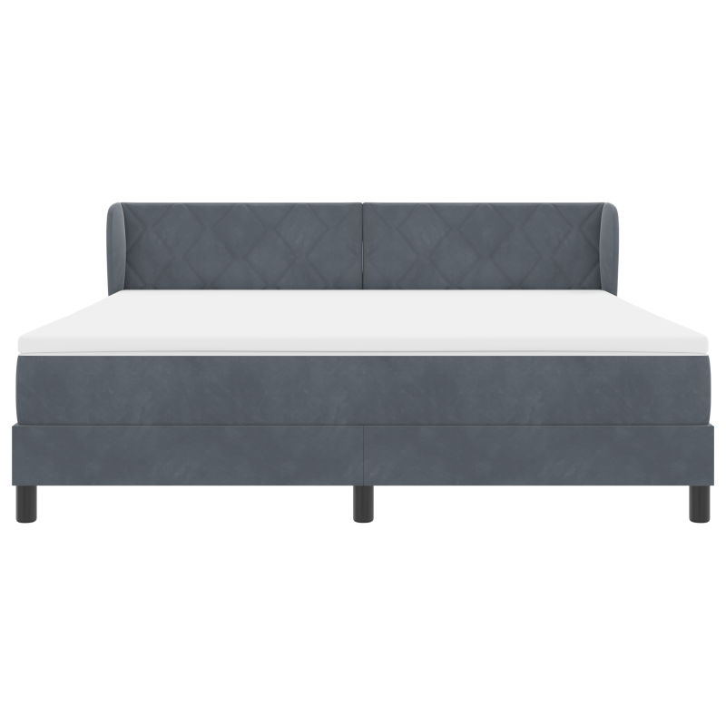 Boxspringbett mit Matratze in Dunkelgrau, 180x200 cm, aus Samt