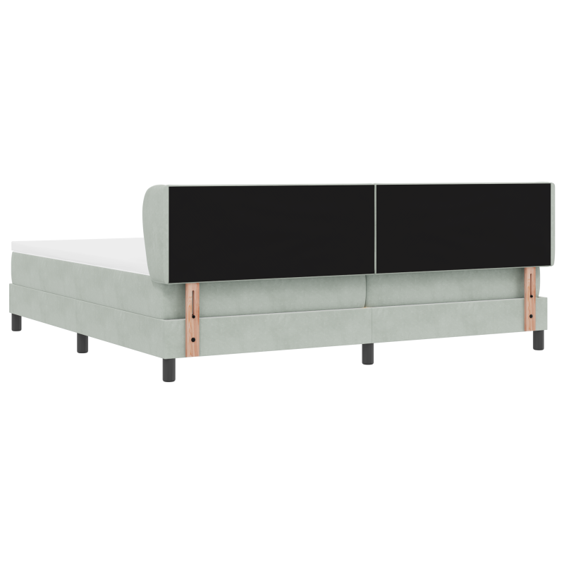 Boxspringbett mit Matratze in Hellgrau, 200x200 cm, aus Samt