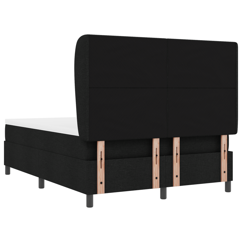 Boxspringbett mit Matratze in Schwarz, 140x200 cm Stoff