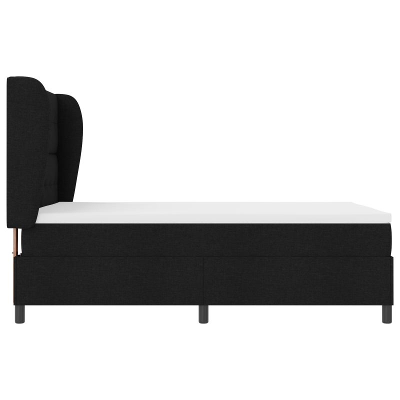Boxspringbett mit Matratze in Schwarz, 140x200 cm Stoff
