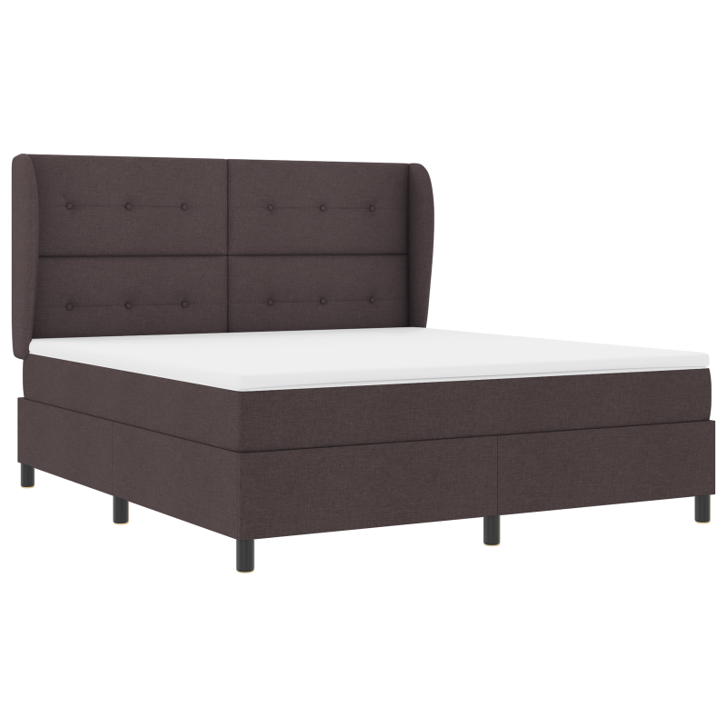 Boxspringbett mit Matratze in Dunkelbraun, 180x200 cm, Stoff