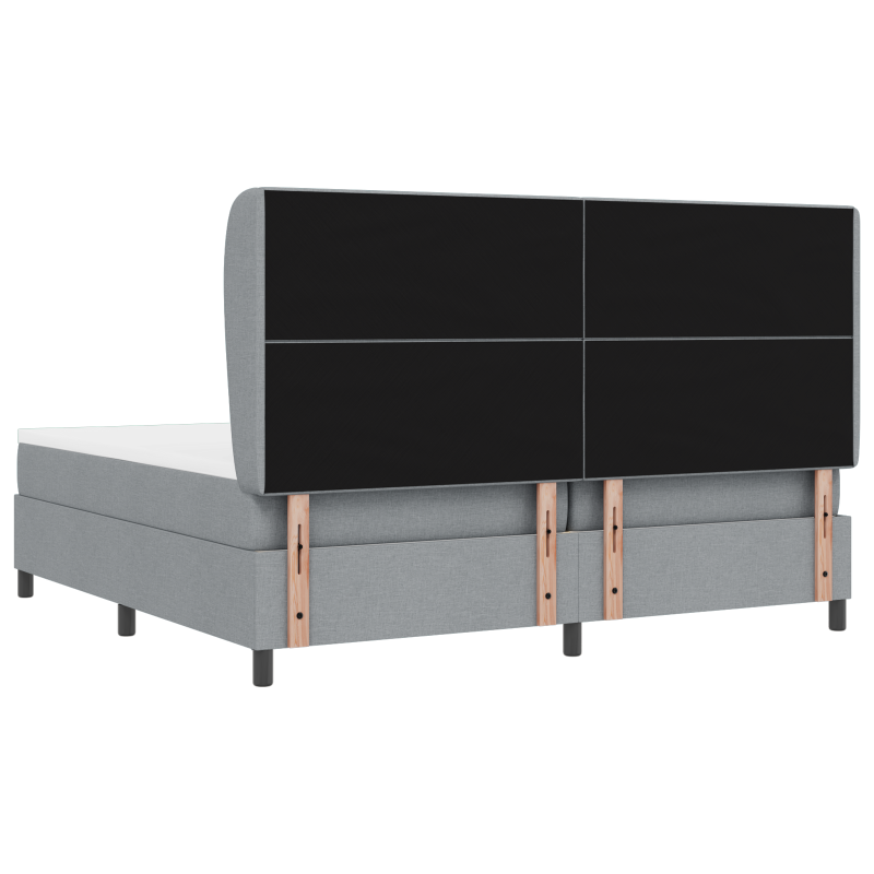 Boxspringbett mit Matratze - Hellgrau, 200x200 cm, Stoff