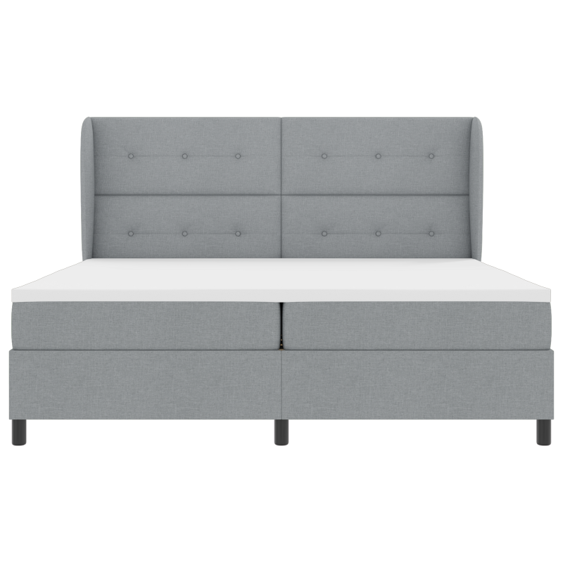 Boxspringbett mit Matratze - Hellgrau, 200x200 cm, Stoff