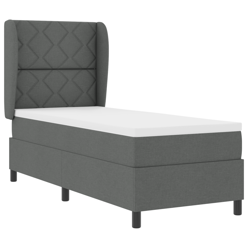 Boxspringbett mit Matratze in Dunkelgrau, 80x200 cm, Stoff
