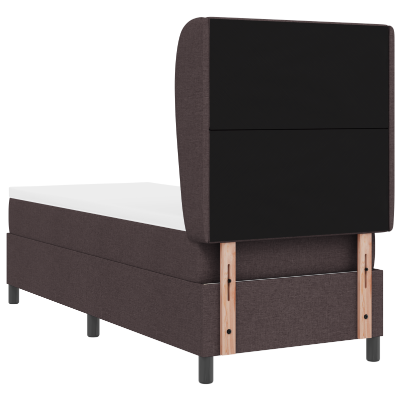 Boxspringbett mit Matratze - Dunkelbraun, 80x200 cm, Stoff