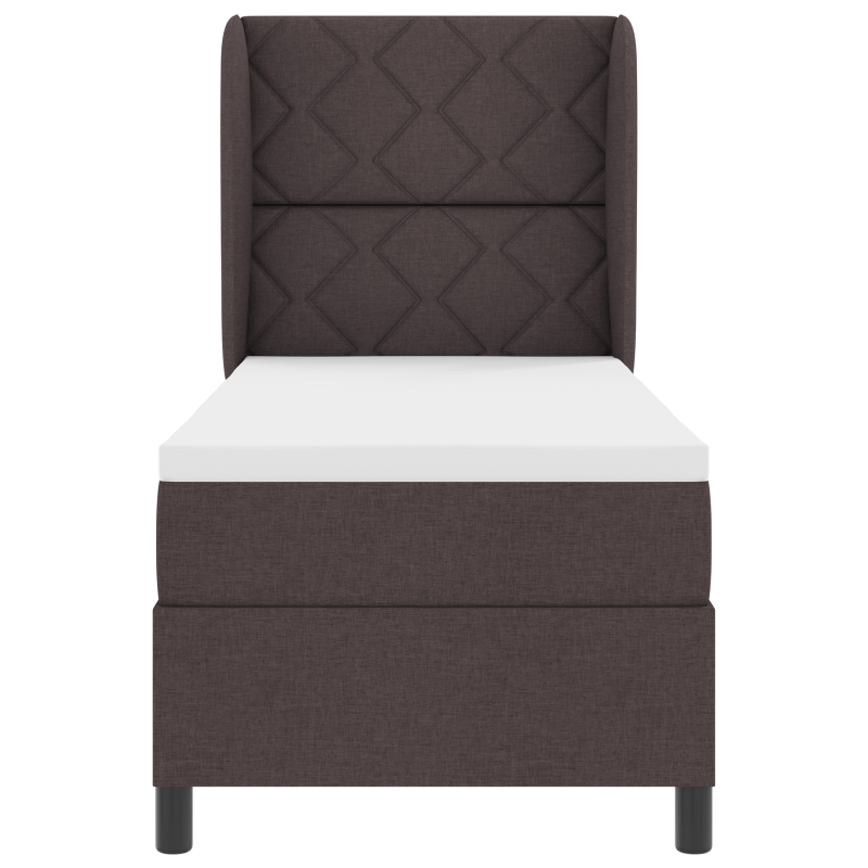 Boxspringbett mit Matratze - Dunkelbraun, 80x200 cm, Stoff