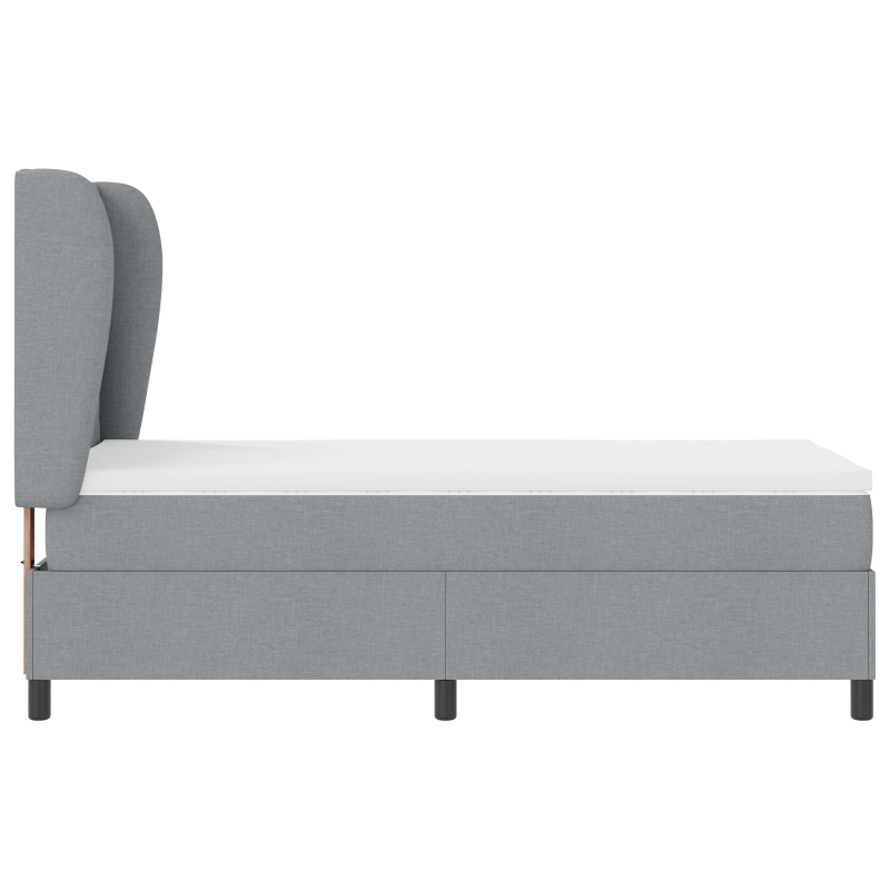 Boxspringbett mit Matratze in Hellgrau, 90x190 cm, Stoff