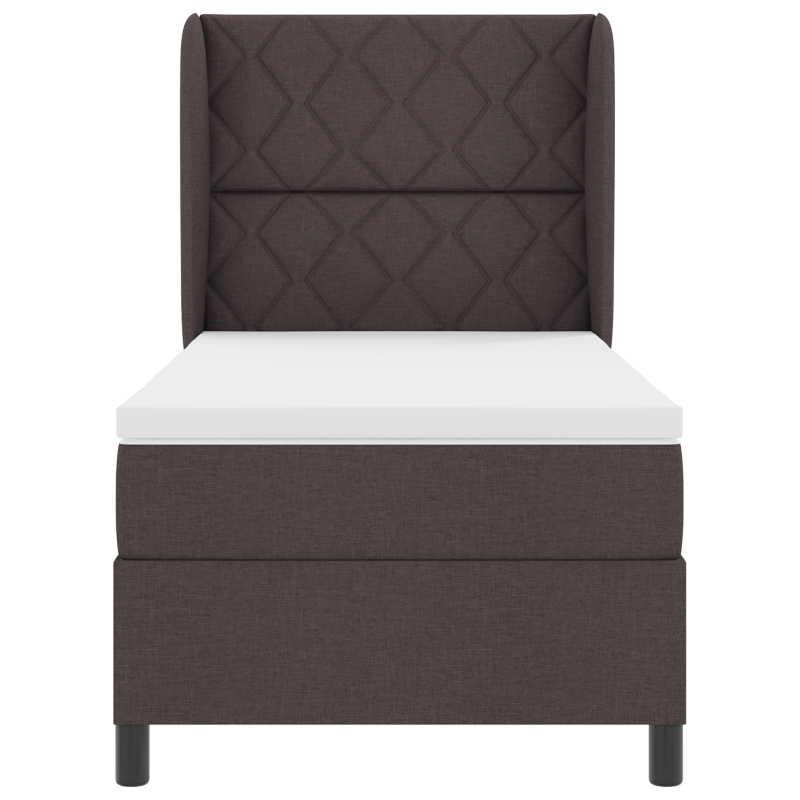 Boxspringbett mit Matratze in Dunkelbraun, 90x200 cm, Stoff