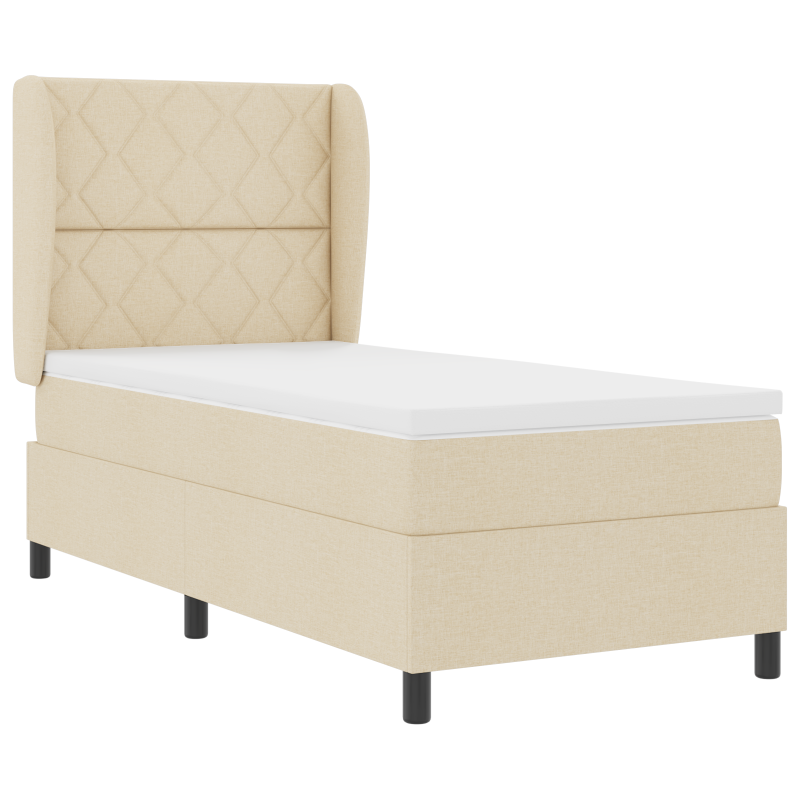 Boxspringbett mit Matratze - Creme 100x200 cm Stoff
