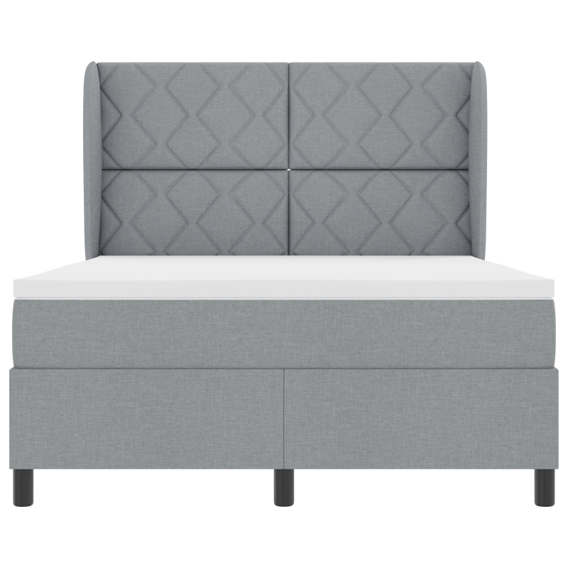 Boxspringbett mit Matratze - Hellgrau, 140x200 cm, Stoff