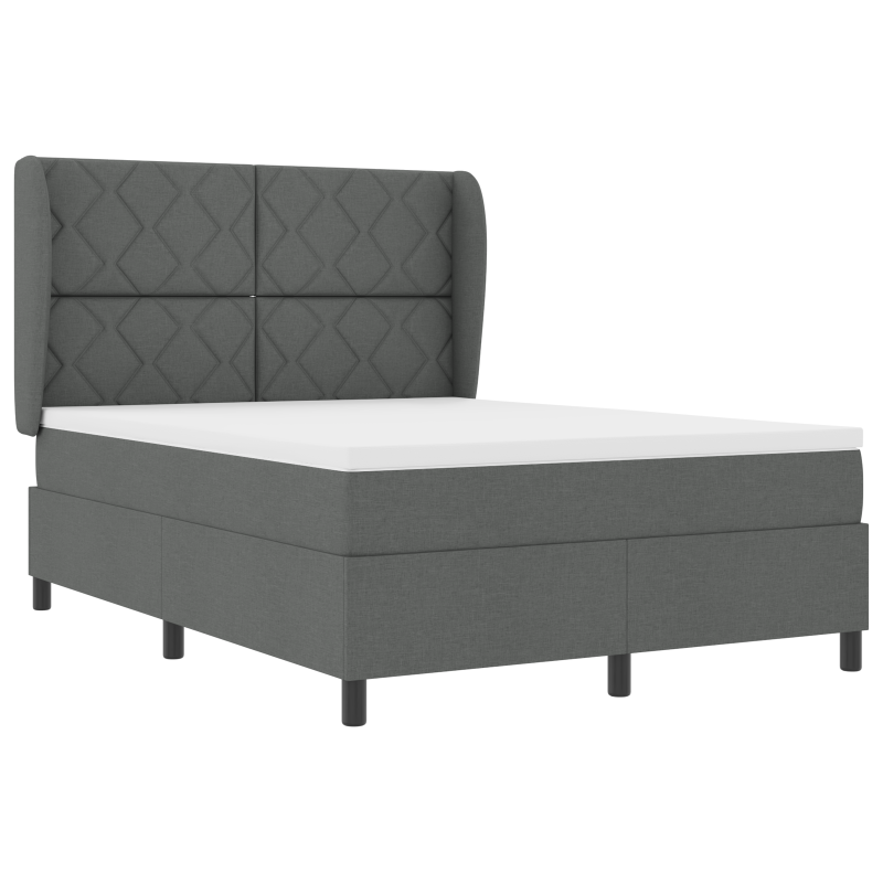 Boxspringbett mit Matratze in Dunkelgrau, 140x200 cm Stoff