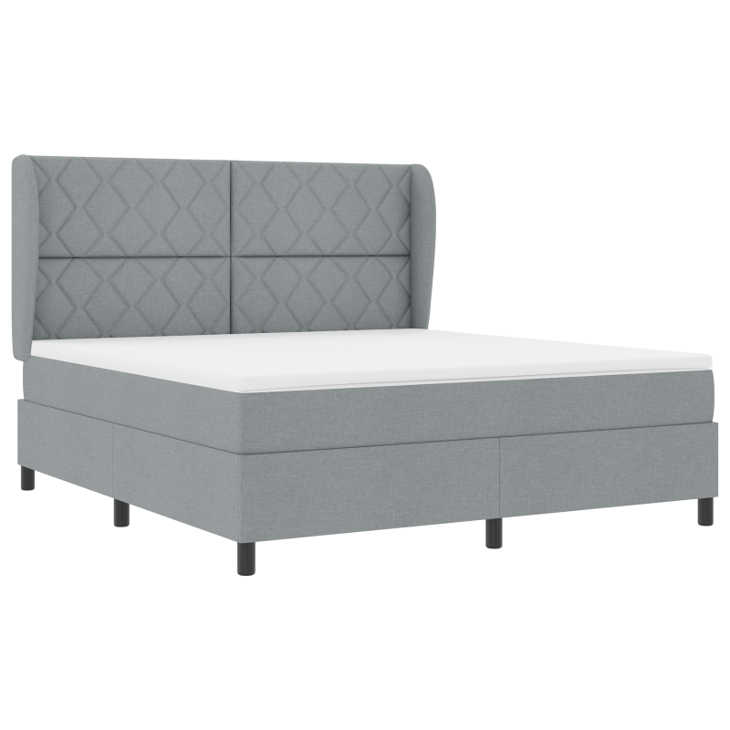 Boxspringbett mit Matratze - Hellgrau, 180x200 cm, Stoff