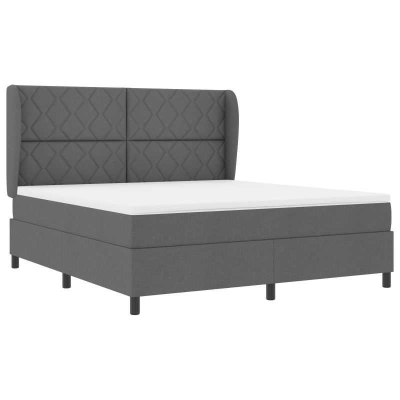 Boxspringbett mit Matratze in Dunkelgrau, 180x200 cm Stoff