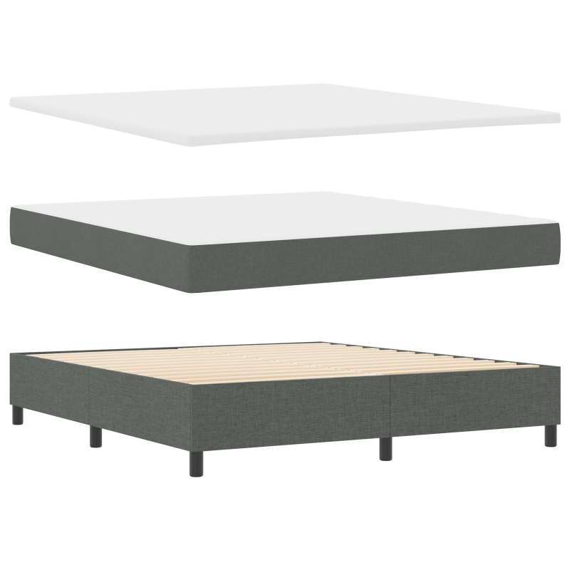 Boxspringbett mit Matratze in Dunkelgrau, 180x200 cm Stoff