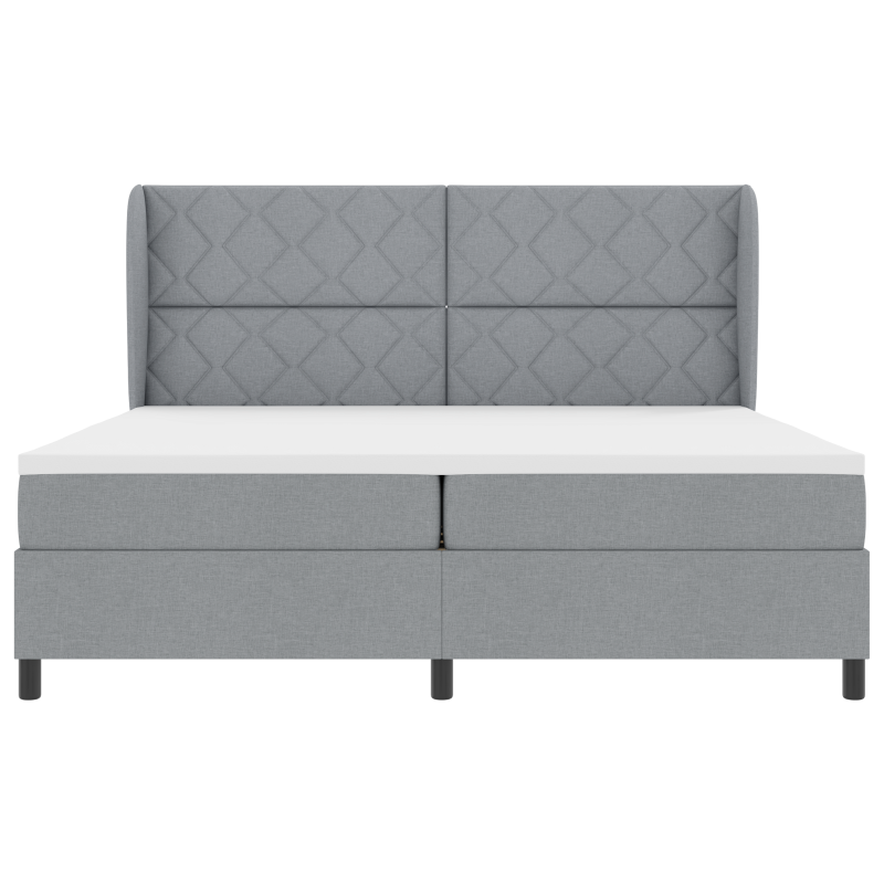 Boxspringbett mit Matratze - Hellgrau, 200x200 cm Stoff