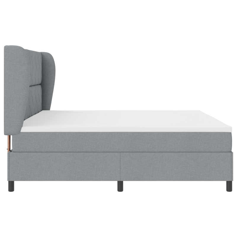 Boxspringbett mit Matratze - Hellgrau, 200x200 cm Stoff
