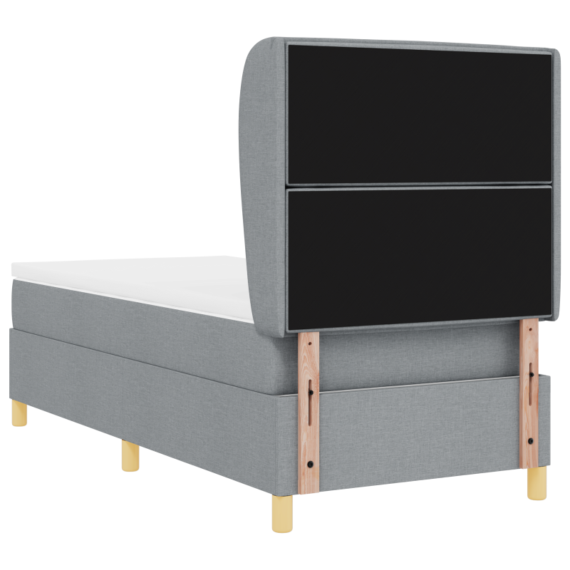 Boxspringbett mit Matratze in Hellgrau, 100x200 cm Stoff