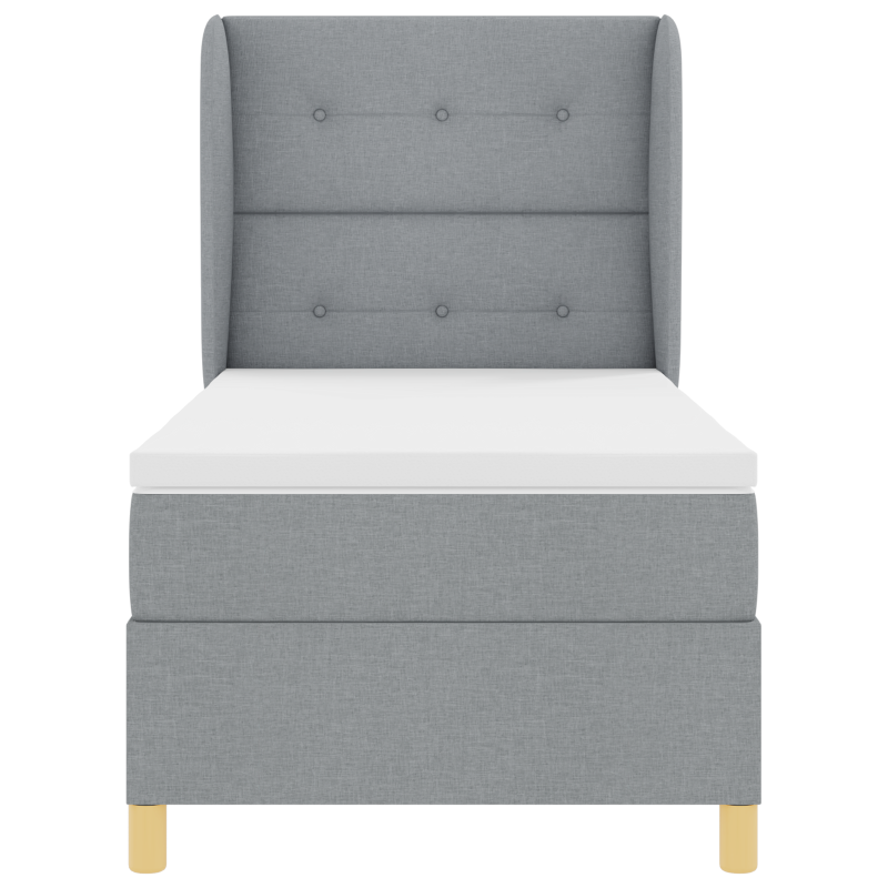 Boxspringbett mit Matratze Hellgrau 100x200 cm Stoff