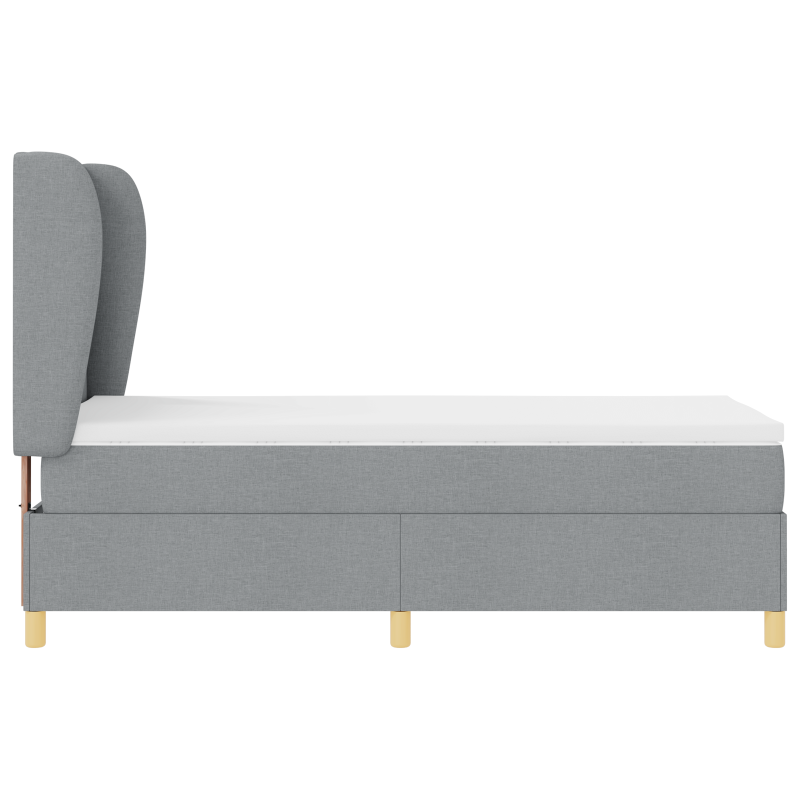 Boxspringbett mit Matratze Hellgrau 100x200 cm Stoff