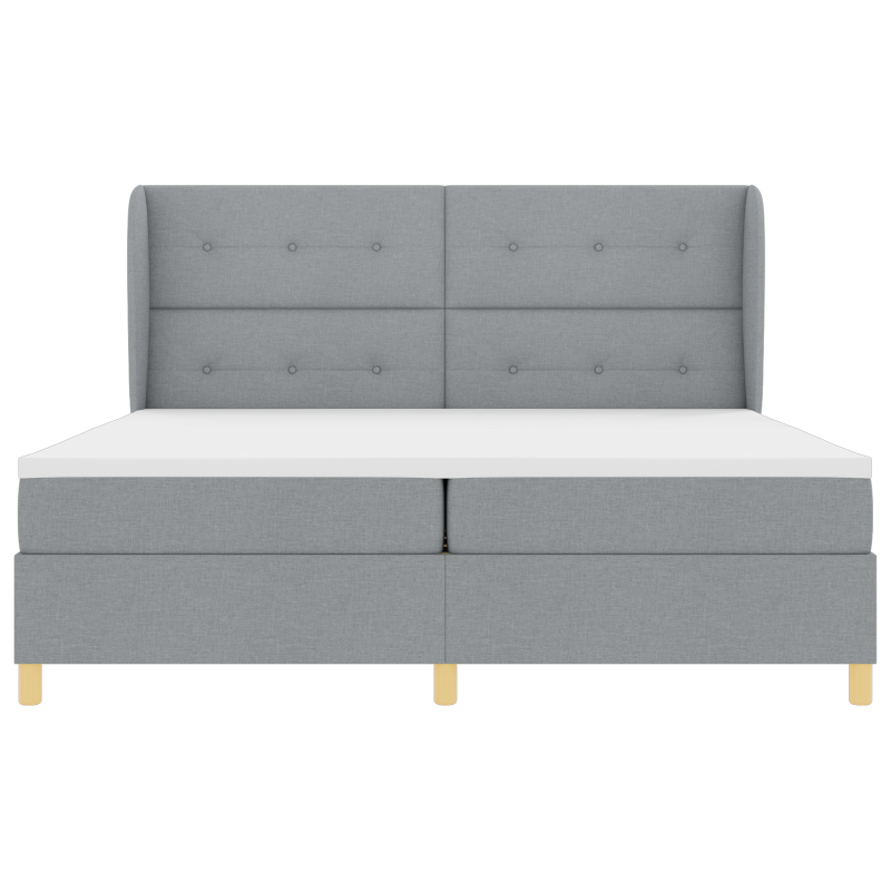Boxspringbett mit Matratze in Hellgrau, 200x200 cm, Stoff