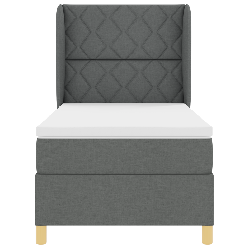 Boxspringbett mit Matratze Dunkelgrau 90x200 cm Stoff