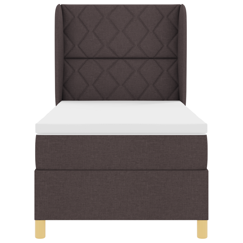 Boxspringbett mit Matratze - Dunkelbraun, 90x200 cm, Stoff