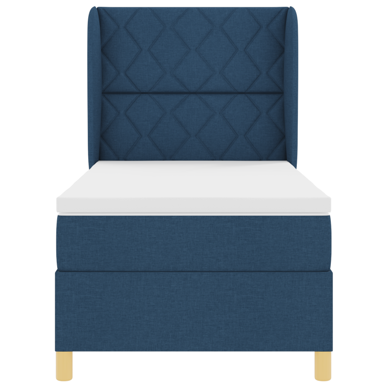 Boxspringbett mit Matratze in Blau, 90x200 cm, Stoff
