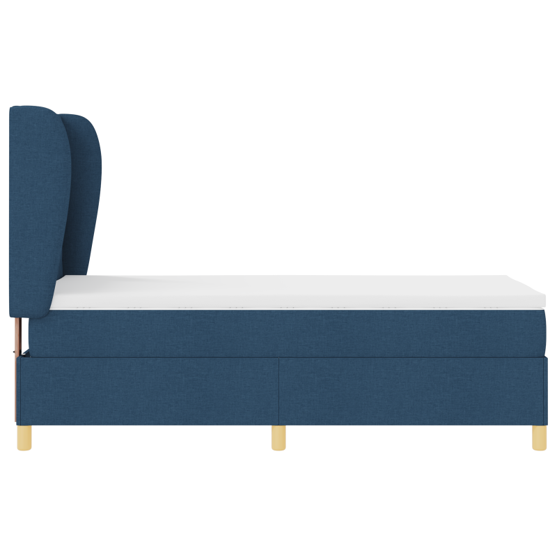 Boxspringbett mit Matratze in Blau, 90x200 cm, Stoff