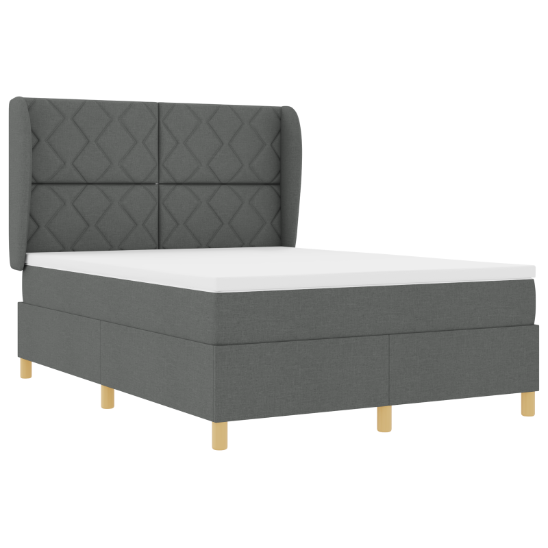 Boxspringbett mit Matratze Dunkelgrau 140x200 cm Stoff