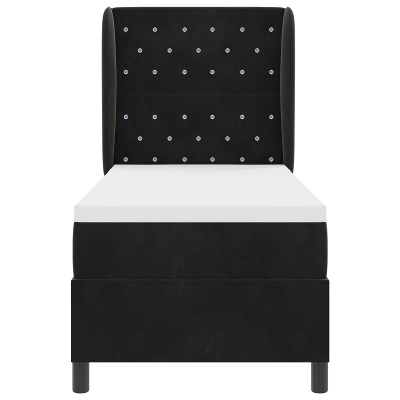 Boxspringbett mit Matratze in Schwarz, 80x200 cm Samt