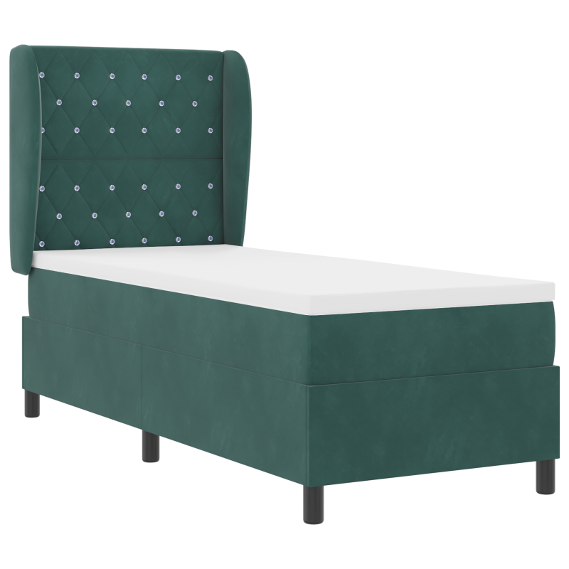 Boxspringbett mit Matratze Dunkelgrün 80x200 cm Samt