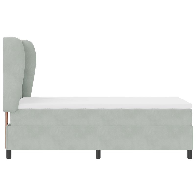 Boxspringbett mit Matratze Hellgrau 90x190 cm Samt