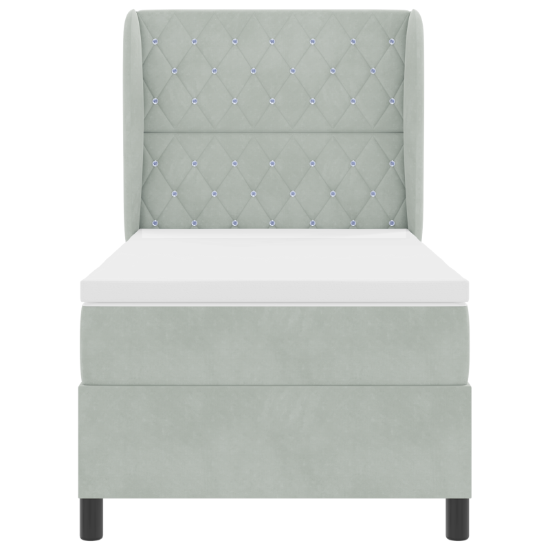 Boxspringbett mit Matratze Hellgrau 100x200 cm Velvet