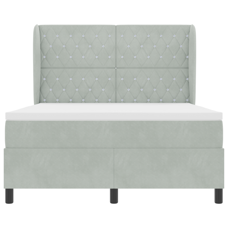 Boxspringbett mit Matratze Hellgrau 140x190 cm Samt