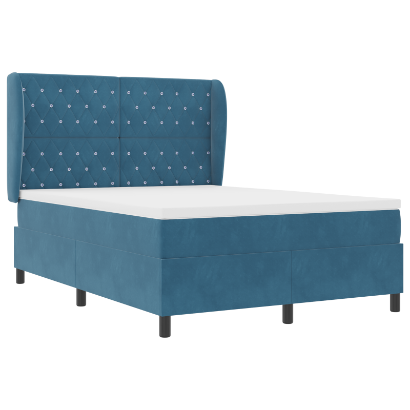 Boxspringbett mit Matratze Dunkelblau 140x190 cm Samt