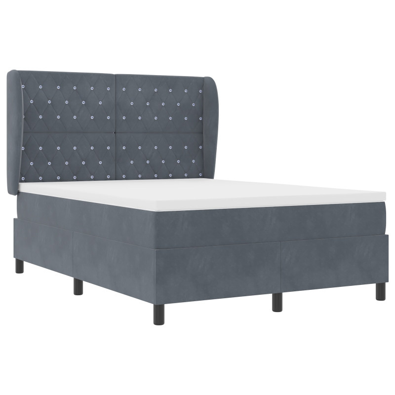 Boxspringbett mit Matratze in Grau, 160x200 cm, Samt