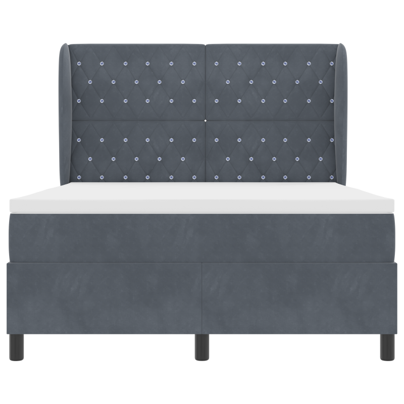 Boxspringbett mit Matratze in Grau, 160x200 cm, Samt