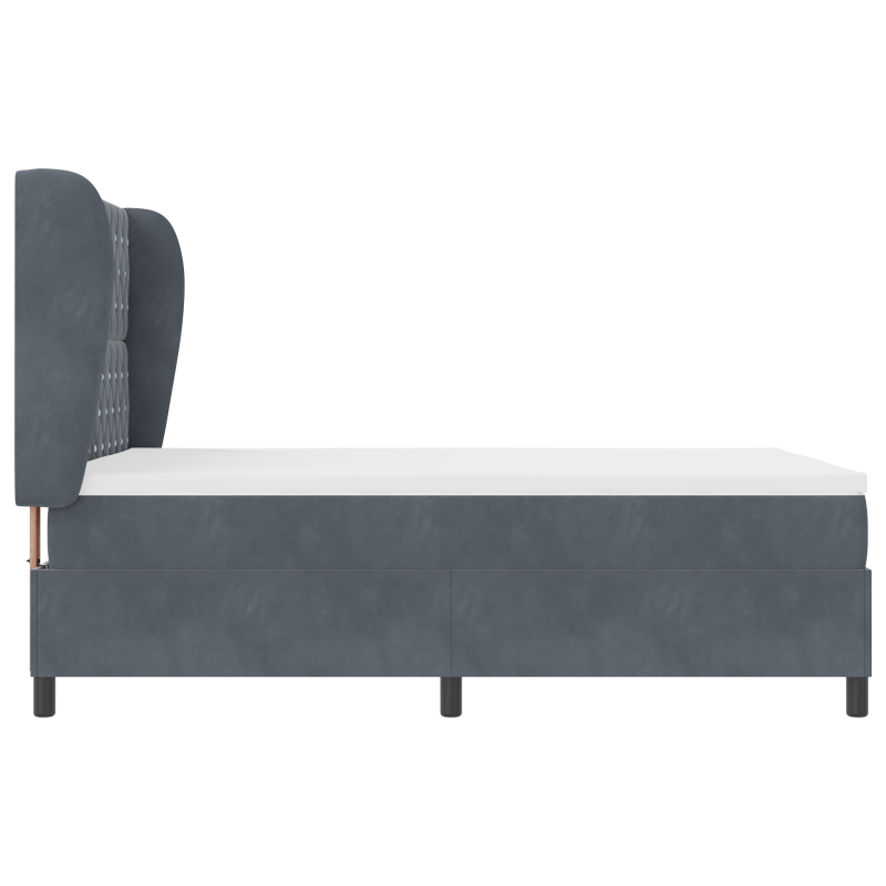 Boxspringbett mit Matratze in Grau, 160x200 cm, Samt