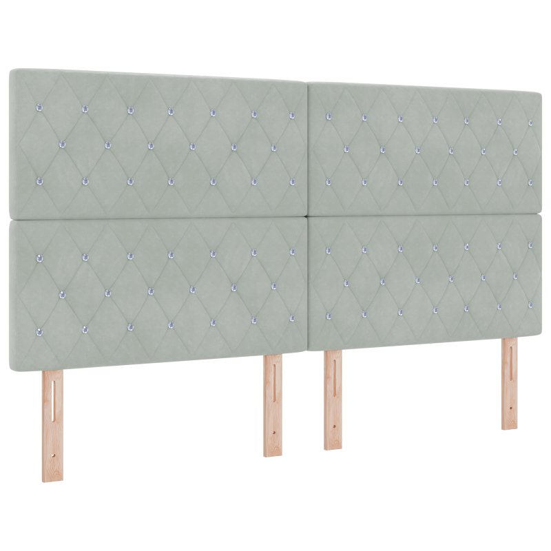 Boxspringbett mit Matratze - Hellgrau, 180x200 cm, Samt