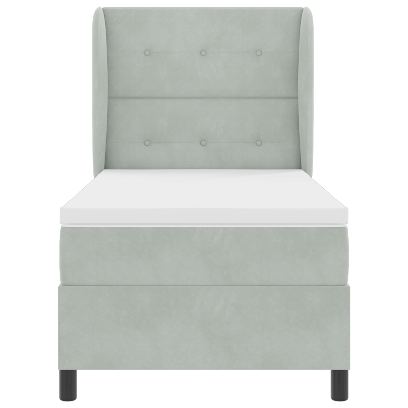 Boxspringbett mit Matratze Hellgrau 80x200 cm Samt