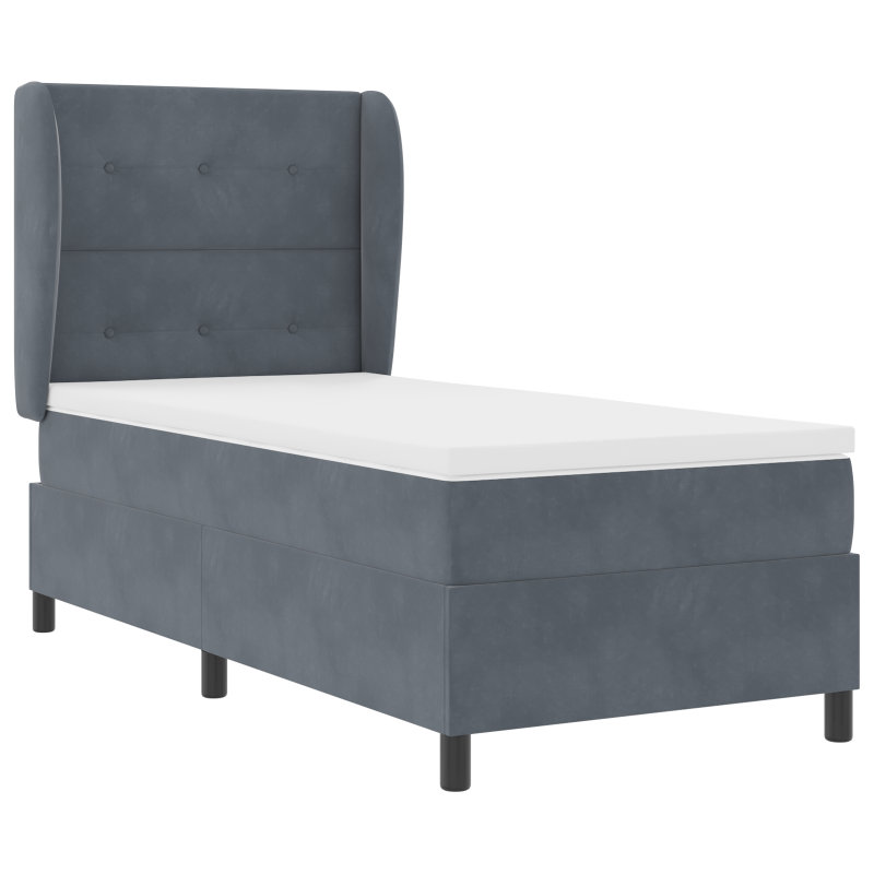 Boxspringbett mit Matratze Dunkelgrau 80x200 cm Samt