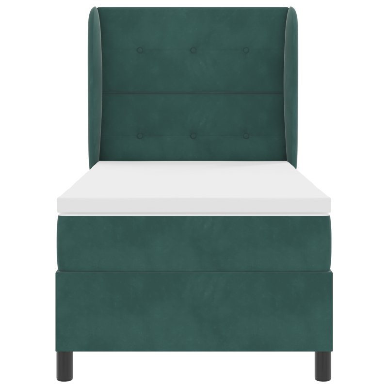 Boxspringbett mit Matratze Dunkelgrün 90x190 cm Samt