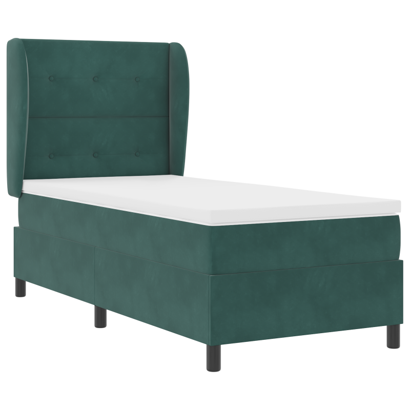Boxspringbett mit Matratze Dunkelgrün 90x200 cm Samt