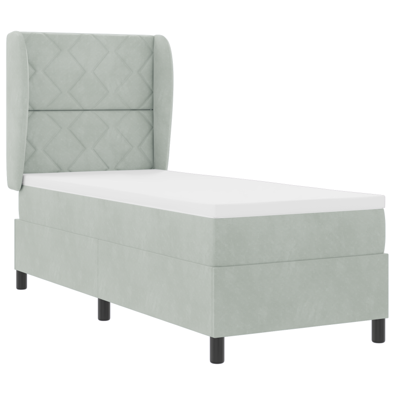 Boxspringbett mit Matratze Hellgrau 80x200 cm Samt