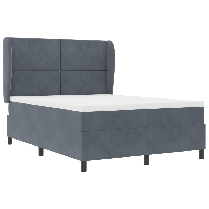 Boxspringbett mit Matratze Dunkelgrau 140x190 cm Samt